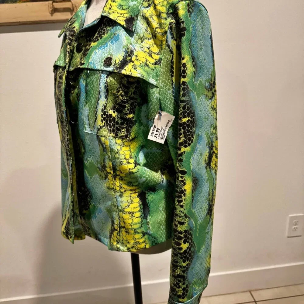 Nwt‎ Renfrew Sz M Multi Color Sheen Poly Spandex Lt Weight Jacket - Picture 8 of 11